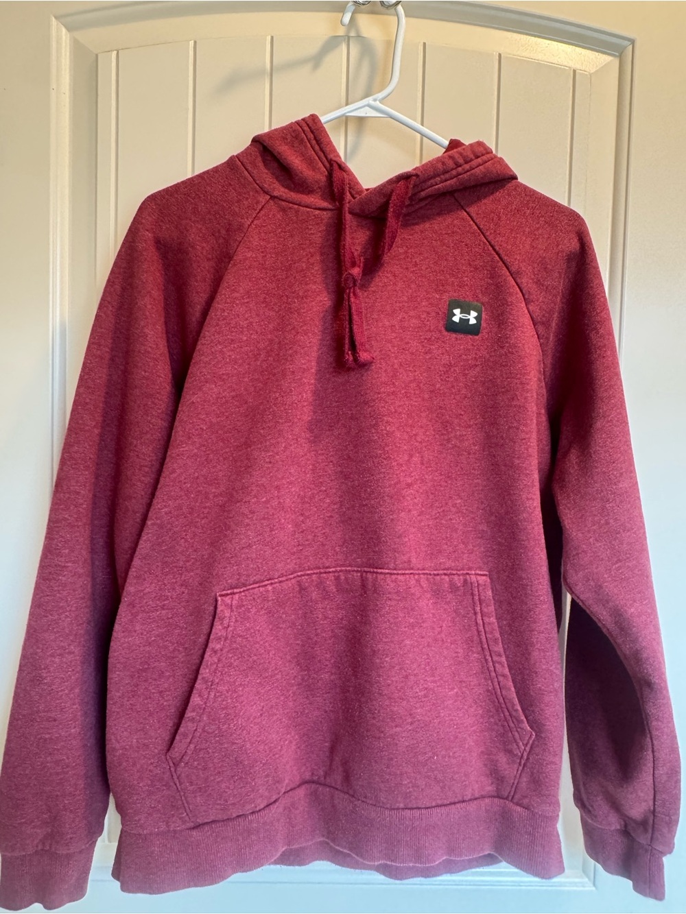 Under Armour Burgundy Pullover Hoodie with Logo Patch
